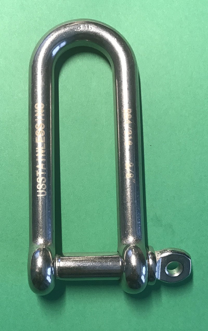 US STAINLESS Stainless Steel 316 Long D Shackle 3/8" (10mm) Marine Grade - Image 2